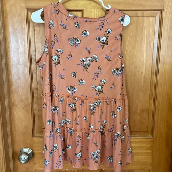 Pinkblush Coral Floral Print Tiered Maternity Tank Top - Picture 6 of 12